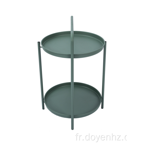 Table d&#39;appoint ronde pliante en métal à 2 niveaux